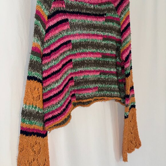 Free People Multicolor Striped Flared Sleeve Sweater Women's Size Medium - Picture 2 of 7